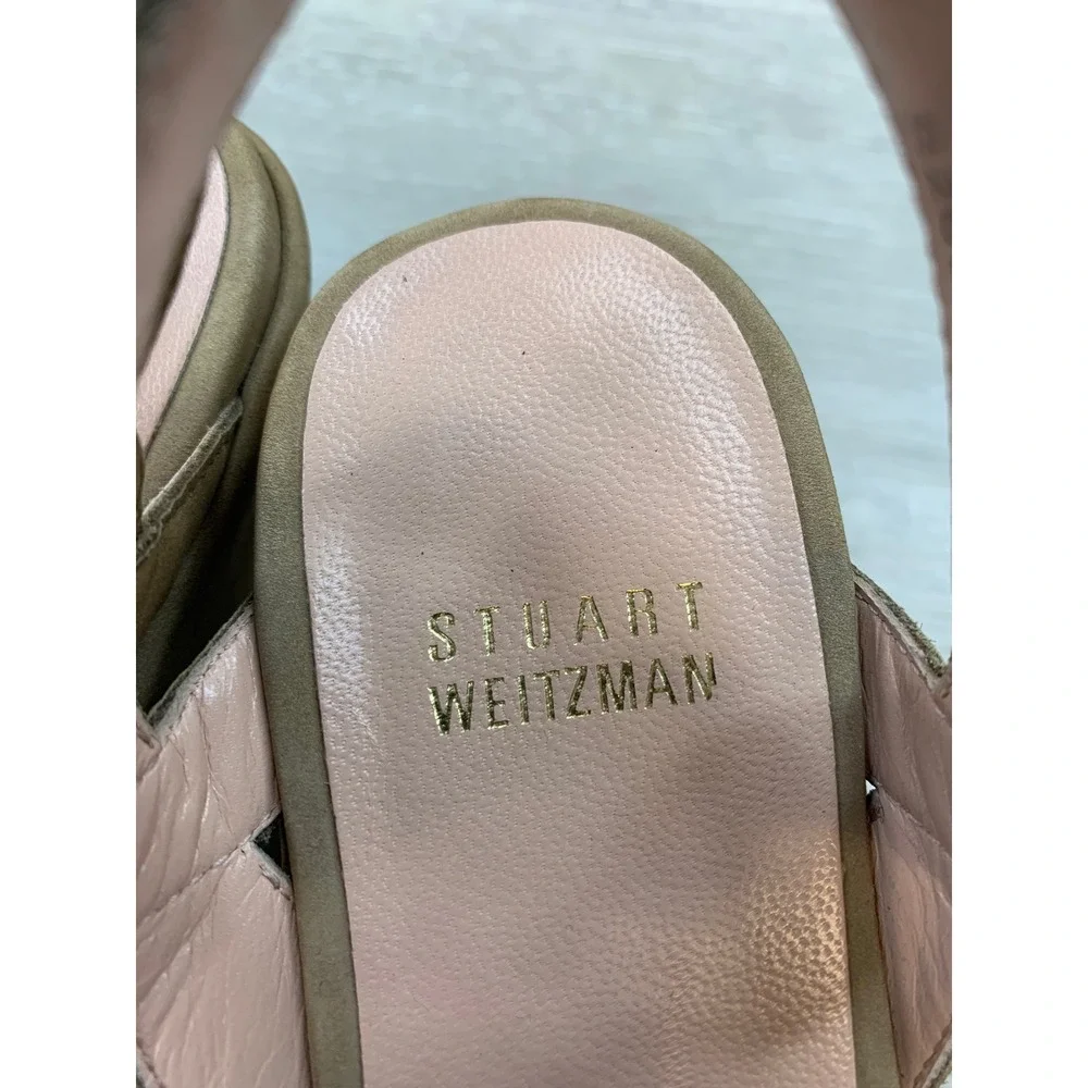 Stuart Weitzman Women's Sandals Tan Suede Platform Wedge 6 Casual Shoes